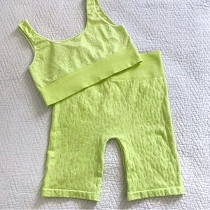 Lime green leopard print activewear set